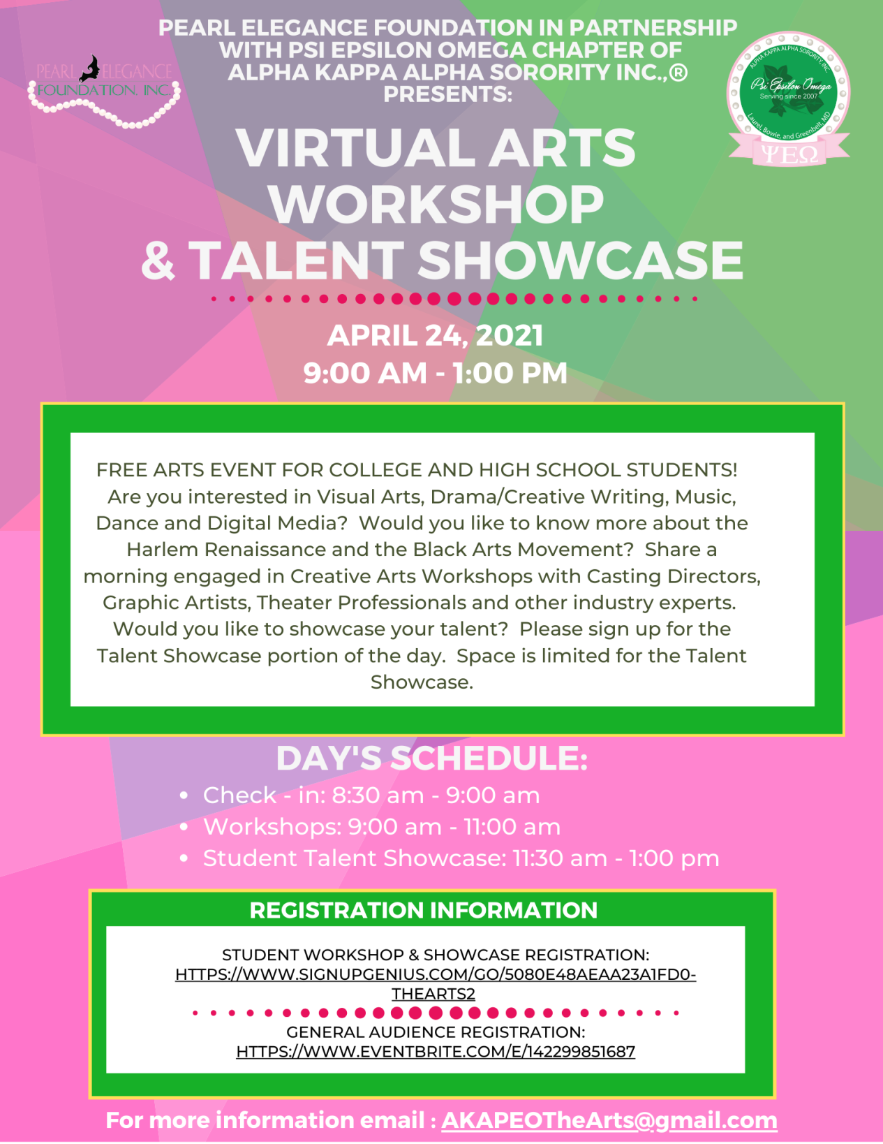 HS & College Student Workshops & Talent show